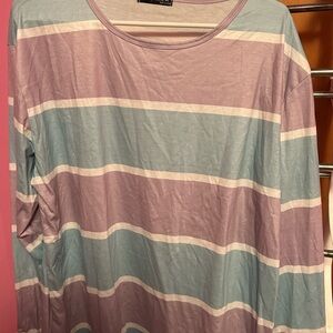 Emery Rose Lavender and Blue Striped Long Sleeve Top